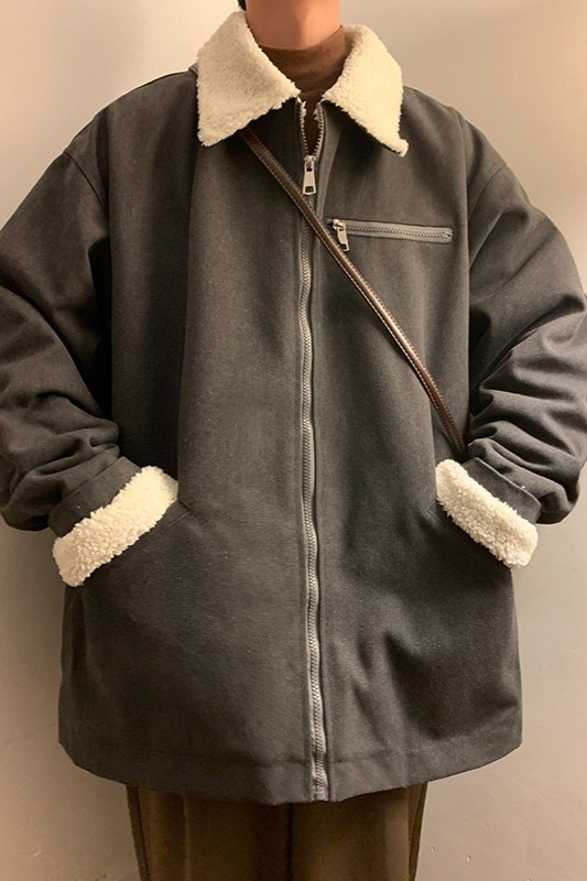 底特律棉袄厚外套港风夹克日系棉衣纯色大码1016-1W73P118K149,男装夹克,星座1016-1（原电商B408-1）