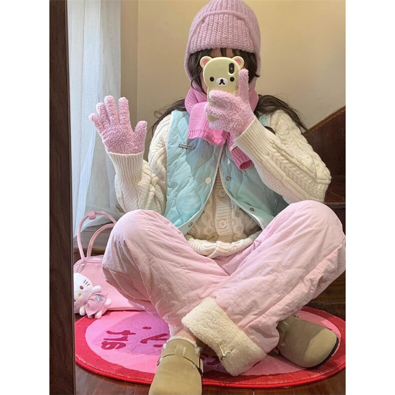 羊羔绒菱格棉裤男冬季加厚东北裤子情侣宽松阔腿MK54LL-特P48,男装休闲裤,星座1007（原301D）