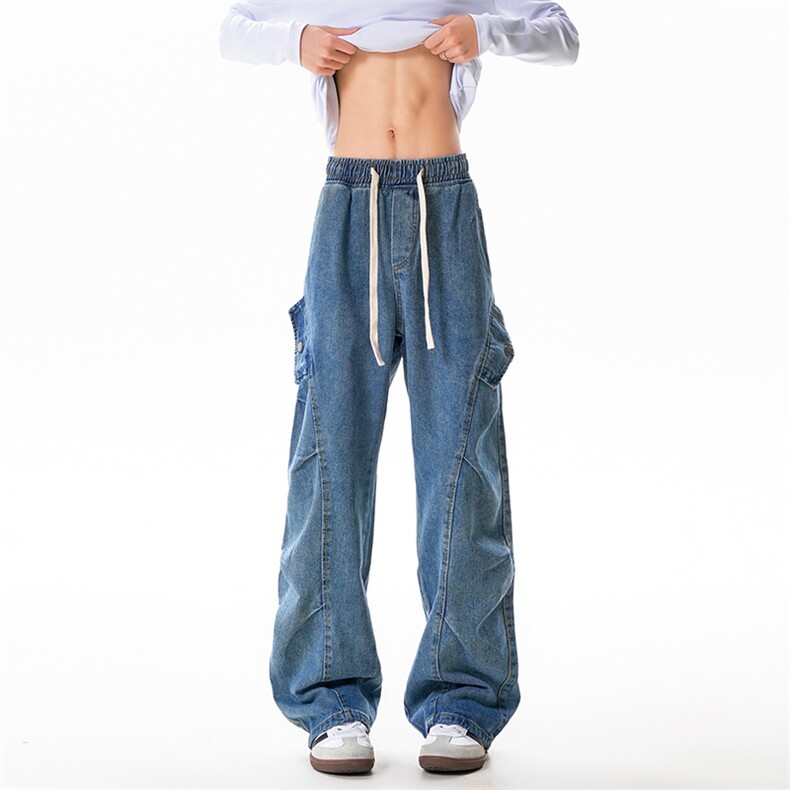 高品质 B221美式ins高街暗黑宽松工装牛仔裤 LK24340-P65控88图片