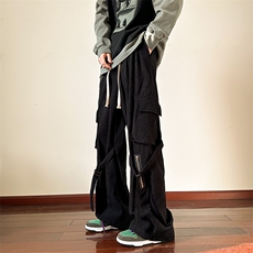 美式街头hiphop裤子男ins欧美灯芯绒拉链工装裤休闲裤K0917-P43，男装休闲裤，星座308B-1