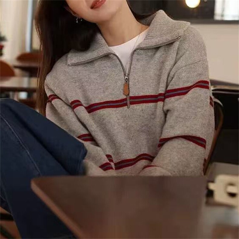 2025年秋季长袖套头时尚百搭通勤简约休闲,女装羊毛衫,锦弘羊绒