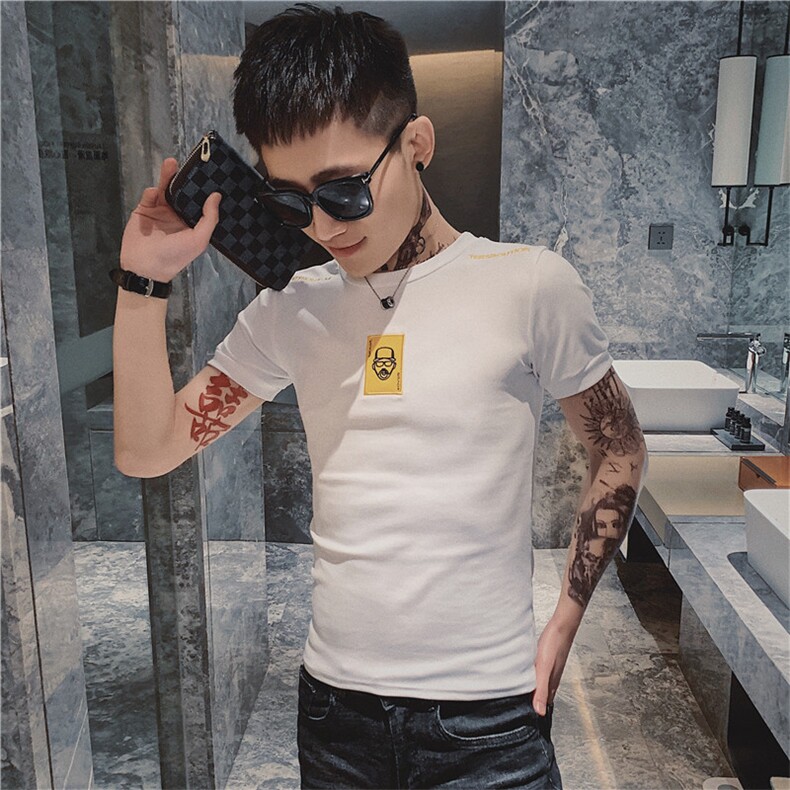 夏季男士短袖T恤刺绣衣服潮网红社会小伙半袖体恤C301B-DT18,男装T恤,电商C301B