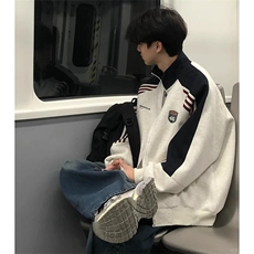 高街卫衣开衫男女韩版潮流宽松百搭拼色2025秋冬ins外套WB574-P46，女装短外套，星座412-3