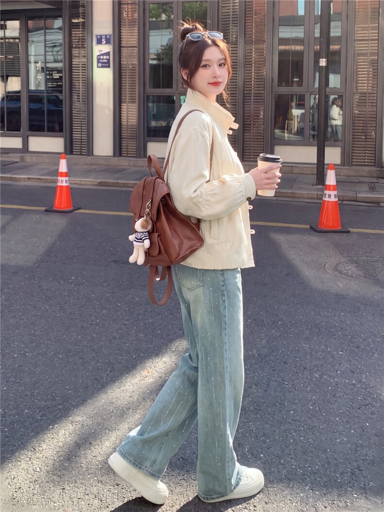 2026秋季新款设计感褶皱立领花苞外套女小个子夹克,女装短外套,