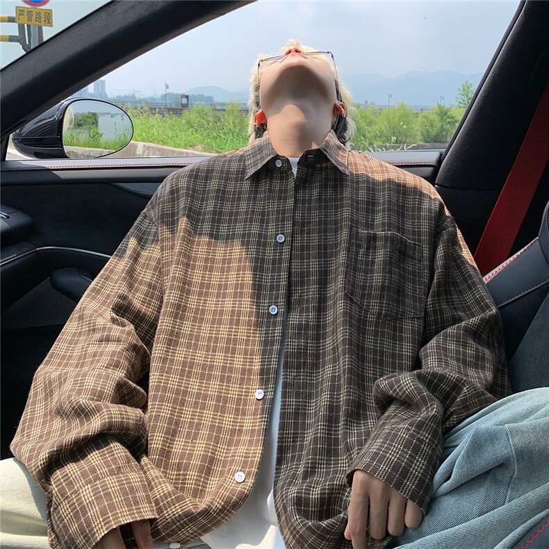 现货~ 格子大码长袖衬衫 C5909/特P23 黄色图片