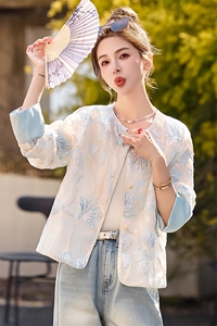 开春轻薄外套女2026夏新款超好看新中式国风小香风短款白色防晒衣图片