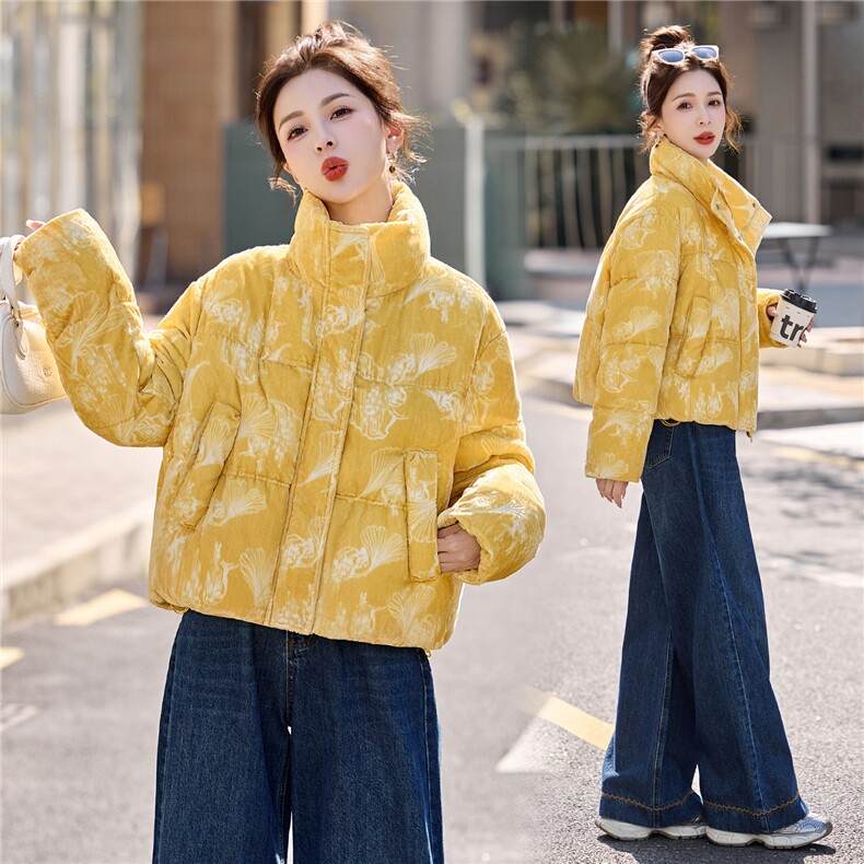 现货时尚面包服立领羽绒服女2025冬季新款宽松洋气短款白鸭绒外套,女装羽绒服,伊仟回