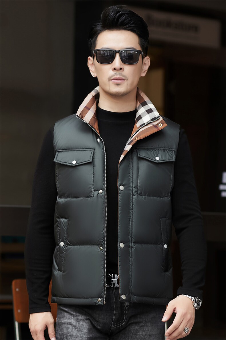 ZMS-M6901男式新款立领羽绒背心无袖加绒加厚保暖时尚马甲,男装背心/马甲,电商B360