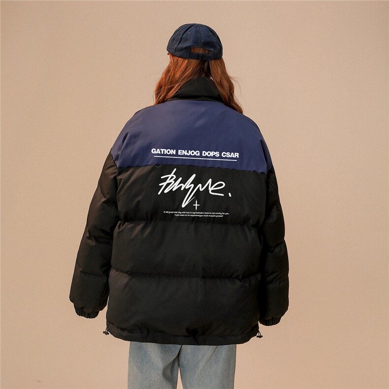 中性风22冬季新款潮流字母印花厚款保暖立领棉衣MY273P115控138,男装棉衣,A247A
