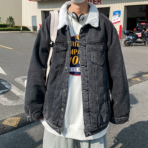 猫和老鼠联名印花羊羔毛牛仔外套男加绒加厚JK803-P95128图片