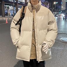 冬季加厚立领棉衣男拼接棉服潮流休闲皮棉袄青年A266-P01-P80，男装棉衣，电商A266