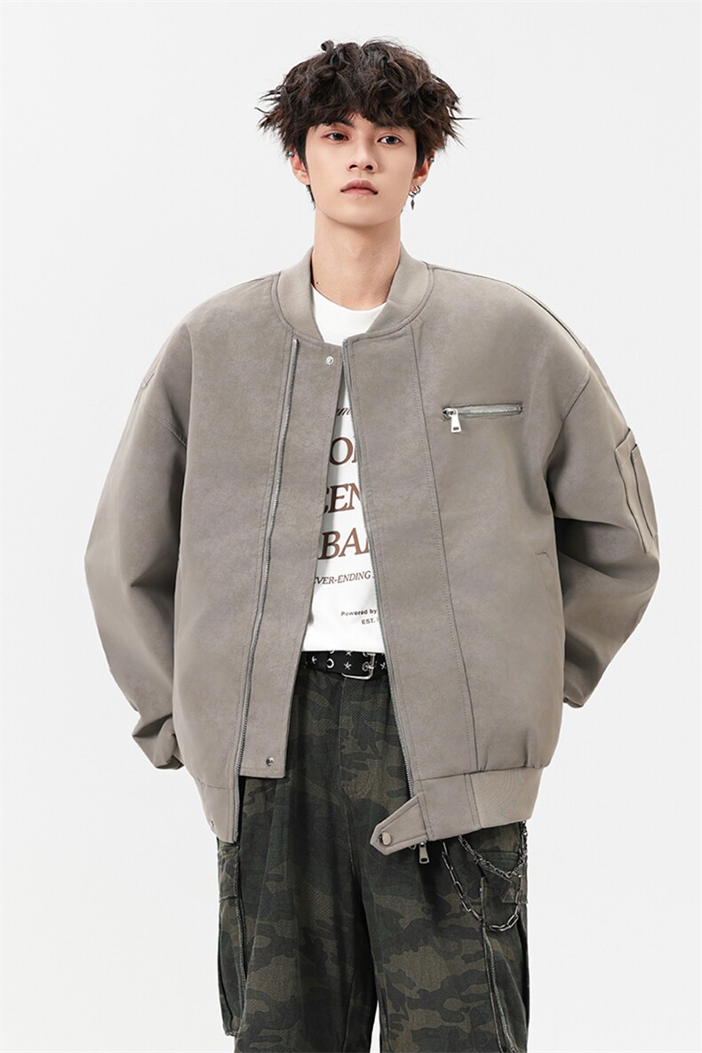 美式高阶秋冬PU棒球服夹克痞帅百搭情侣外套J562505TP75,男装夹克,电商A247
