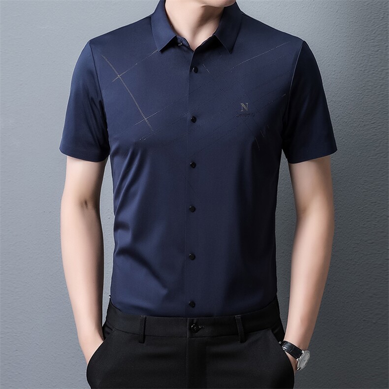 PAF3303钱塘2020-3夏季新款男士无痕高品质短袖衬衫百搭衬衣P44图片