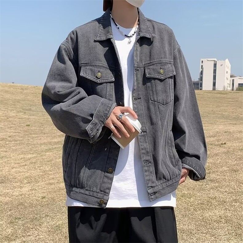 单排扣青少年翻领长袖春秋季潮牌高街痞帅8824-P57图片