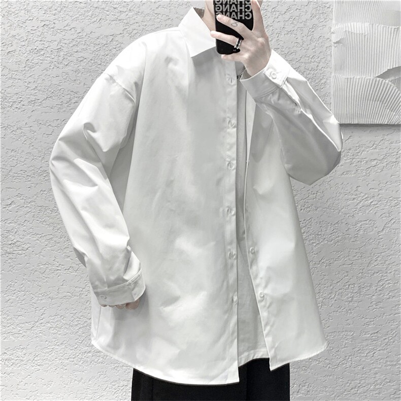 港风宽松薄款网红学生衬衣上衣D325CY02P45,男装衬衫,电商D325