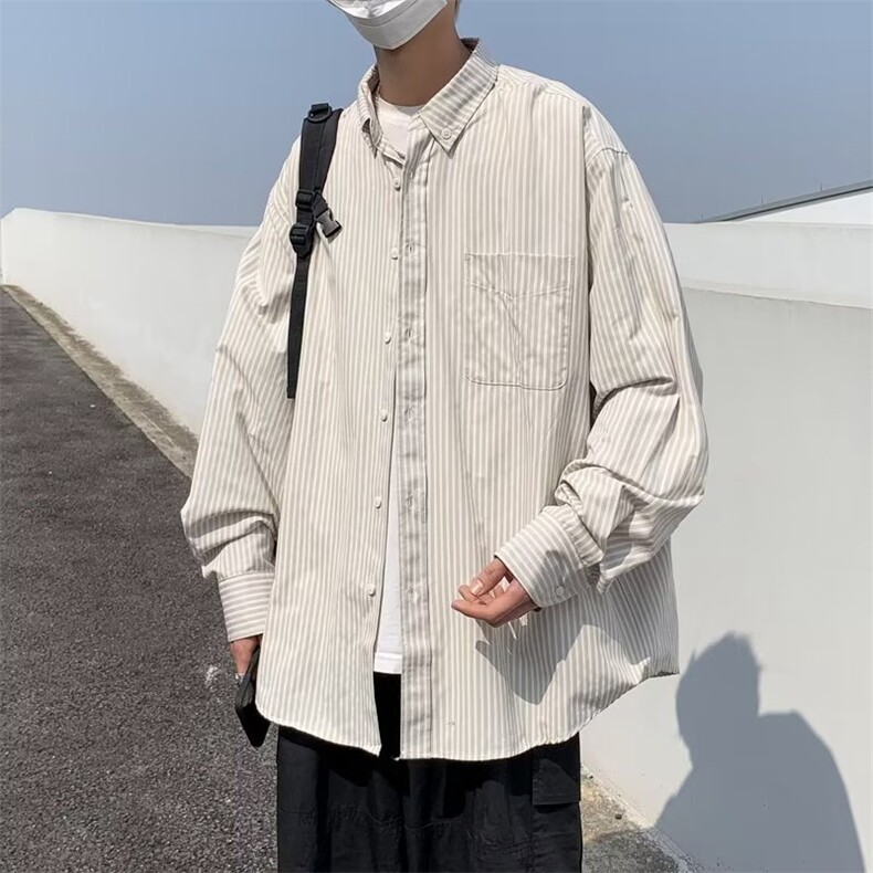 春夏季新款衬衫潮流慵懒男方领宽松型衬衫JMC02P34图片