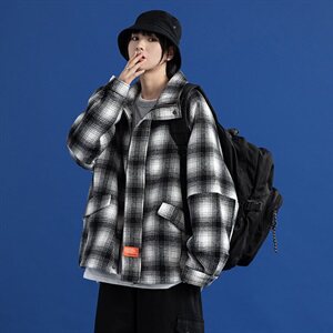 20年秋冬新款高领学院INS格纹呢料外套DS-B293-A602-P95控125图片