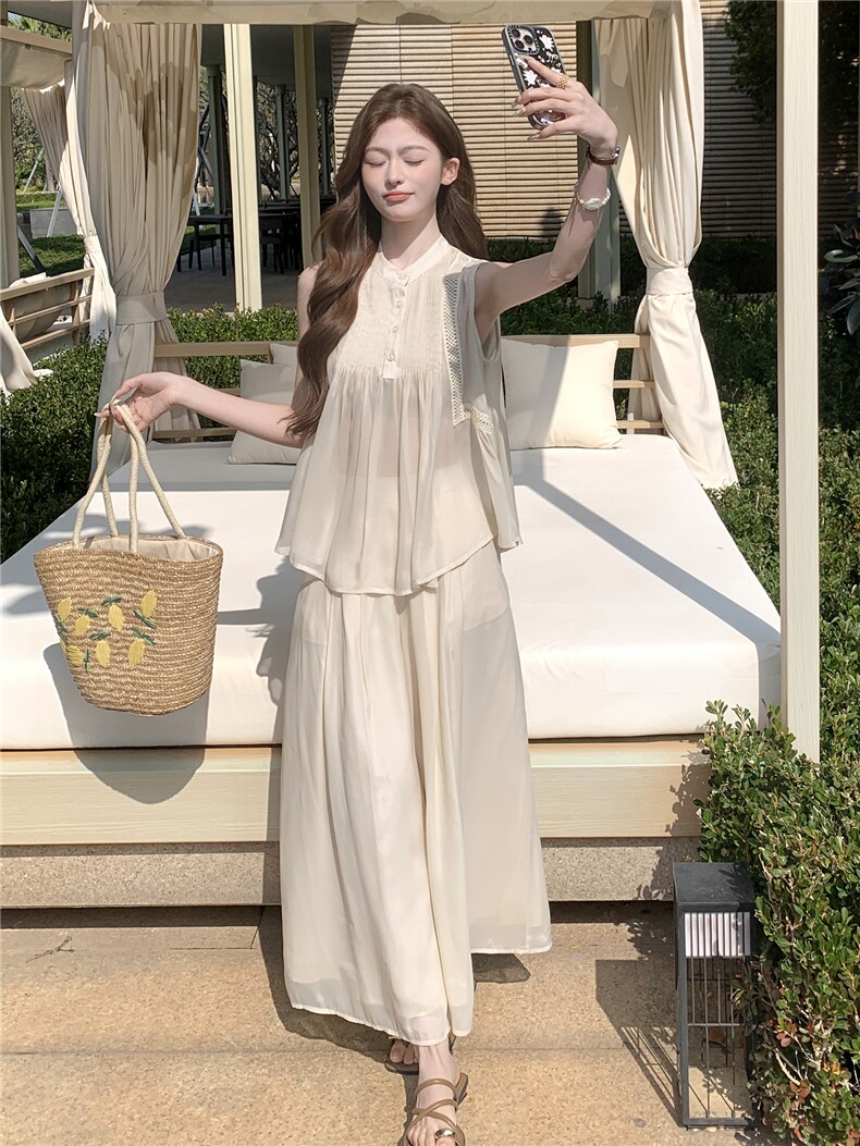 超仙时尚阔腿裤套装女2026夏季新款洋气减龄显瘦绝美巨好看三件套,女装套装/套裙,衣秀之家