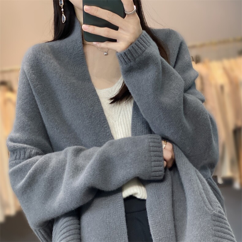 秋冬羊绒披肩女新款针织开衫羊毛外套宽松外搭慵懒上衣篇幅袖毛衣,女装羊毛衫,奢优羊绒