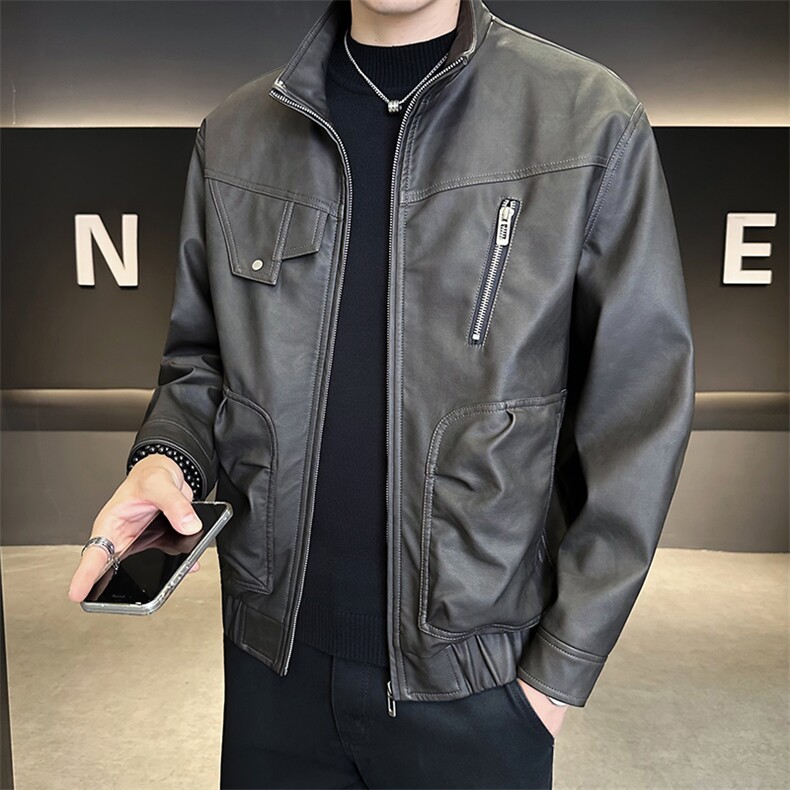 52071-M-4XL-P155店主风秋季翻领男士机车重工潮牌拉链皮衣外套男,男装皮衣,电商B255