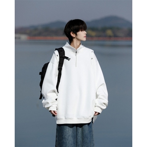 8XL-M星星铆钉半拉链卫衣大码重磅痞帅高街小众立领外套WY5109P58图片