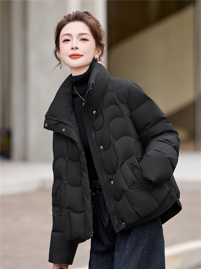 现货2025年新款白鸭绒90绒短款羽绒服女宽松显瘦上衣女保暖轻薄女,女装羽绒服,璐依舞