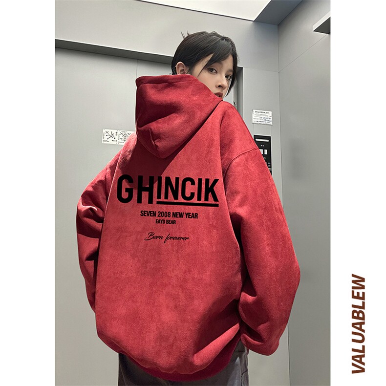 ！麂皮绒连帽卫衣 直播品质重磅400克GH印花JL7123-P45控78图片