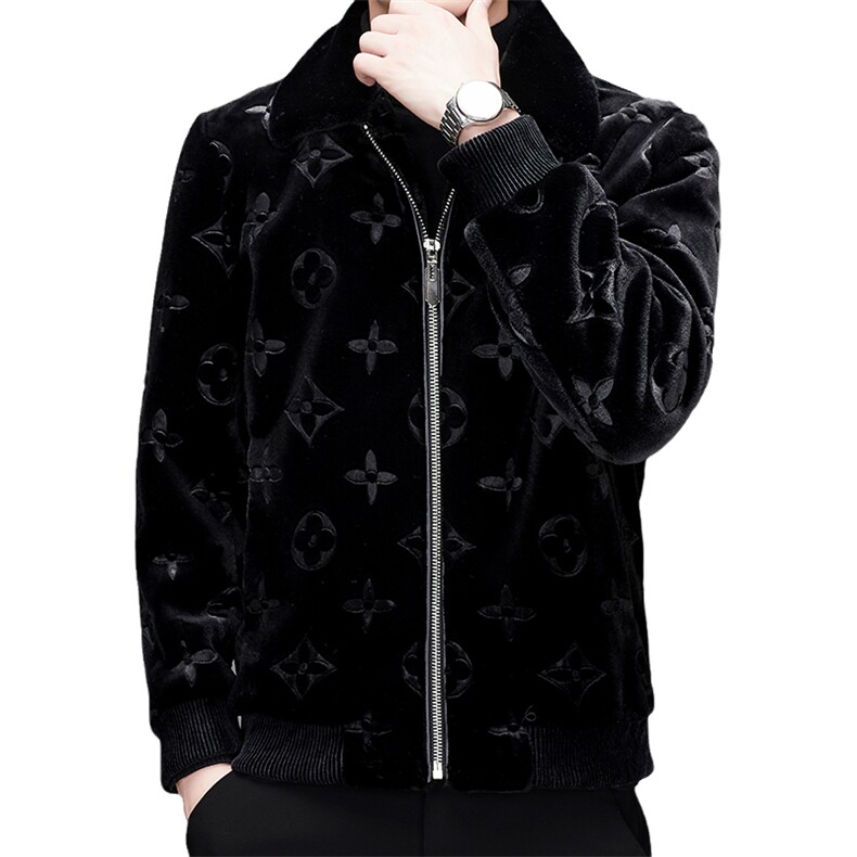 新款中青年男式翻领外套金貂绒保暖休闲夹克外套SNNJDR11801-P350，男装夹克，电商B212（原钱塘6029）