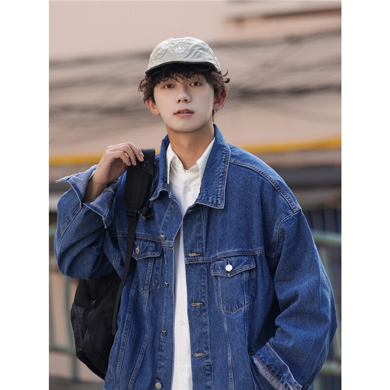 2025新款水洗牛仔男夹克上衣潮流纯色外套N2022/P105，男装工装外套，星座202