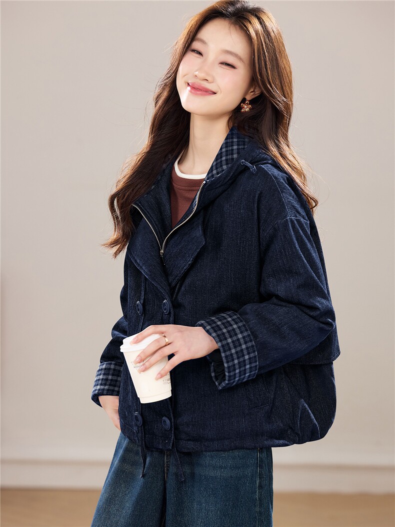 现货2025冬季新款休闲优雅时尚连帽女士保暖加厚90绒羽绒服,女装羽绒服,木子恋