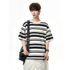2026夏季新款条纹哈苏线百搭短袖T恤男DT6259-特P35建议零售价88，男装T恤，电商A001