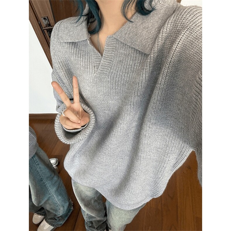 美式纯色Polo衫毛衣男秋冬季痞帅翻领针织衫潮牌外套MZ866-P47,男装针织衫/毛衣,星座412-3