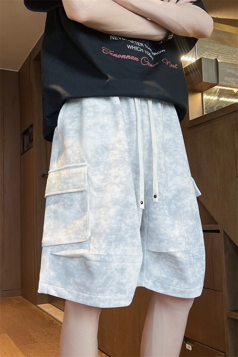 K5030/特P35夏季2026年工装短裤男士多口袋五分裤中裤扎染脏脏裤,男装休闲裤,电商A141