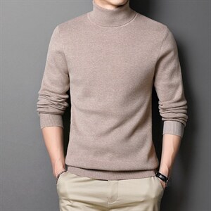 纯色毛衣打底衫男士冬季休闲可翻高领咖色针织衫线衣DDDG666-P75,男装针织衫/毛衣,电商B212（原钱塘6029）