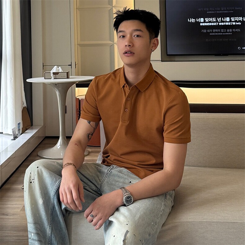 7A抑菌220克丝光珠地高品质常年主推短袖T恤翻领Polo衫T0257,男装Polo衫,电商D342