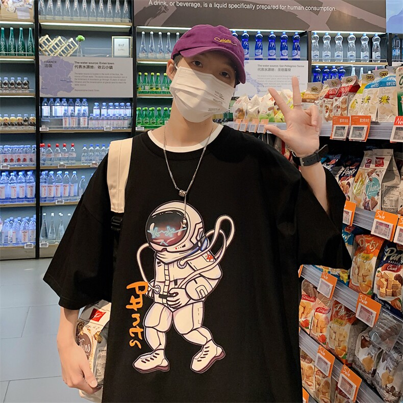 2024夏季新款宽松港风宇航员运动短袖T恤A071-5512-P25,男装T恤,电商A071