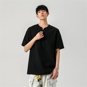 主推特批250克男装夏季新款大码宽松短袖T恤夏装V领打底衫S399P20图片