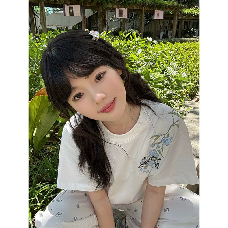 万针全刺绣解构设计260克重磅双纱纯棉高品质美式高街短袖T恤特35,男装T恤,电商A486-1