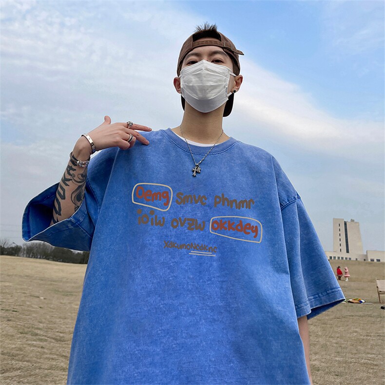 量大优可供抖音视频支持得物品质配合二开美式水洗短袖t恤SX72,男装T恤,电商A486