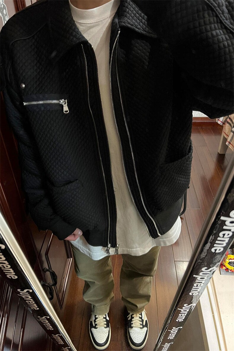 华夫格外套小众上衣设计感双拉链夹克JK7001特P53,男装夹克,星座908-1
