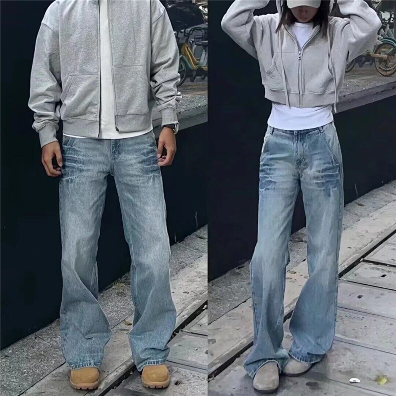 小众设计水洗牛仔裤男款美式潮流休闲百搭宽松直筒长裤L8199-P48,男装牛仔裤,星座1008