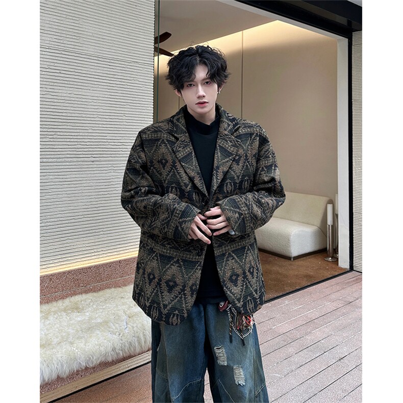 加绒加厚提花复古西装毛呢大衣504-F65-P78控128（加绒P88控138）,男装西服,星座504
