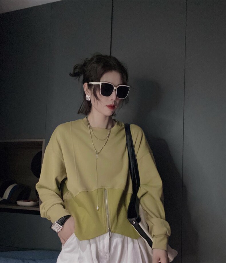 4色拉链卫衣ＭL，女装卫衣/绒衫，可纳奇