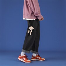 小熊牛仔裤男韩版潮流裤子阔腿宽松直筒潮牌百搭男长裤nzk91-p40，男装牛仔裤，星座1008-2
