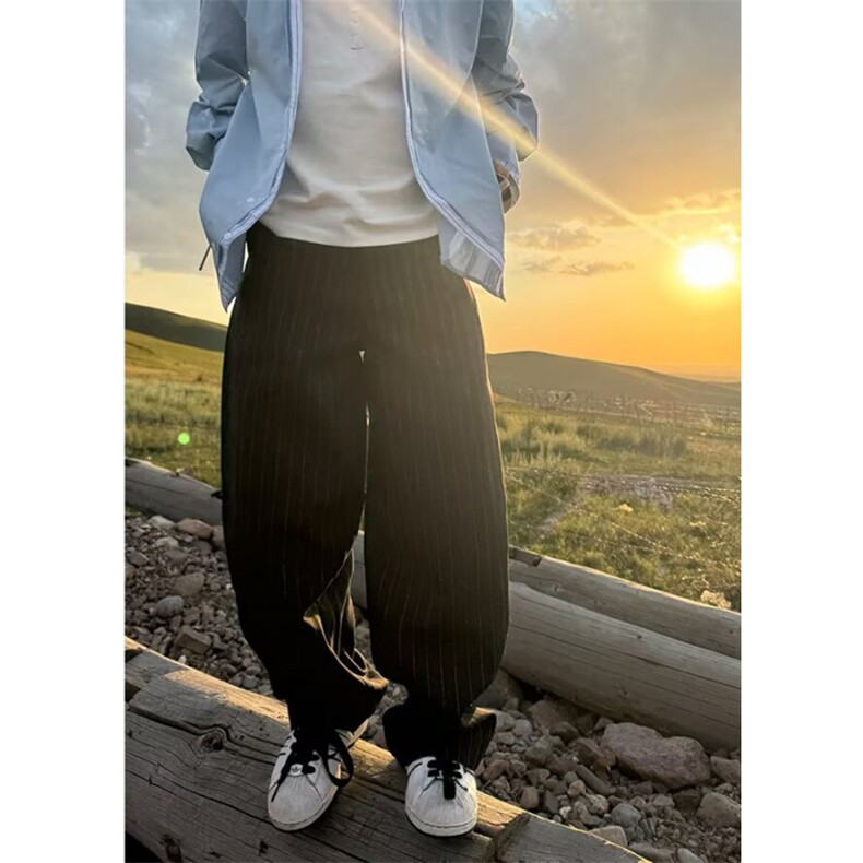 条纹弯刀西裤时尚流行原宿新款ins文艺气质简约百搭KB021,男装西裤,星座1116A（原606A-3）