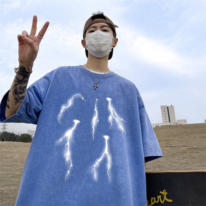 量大优可供抖音视频支持得物品质配合二开美式水洗短袖t恤SX135,男装T恤,电商A486