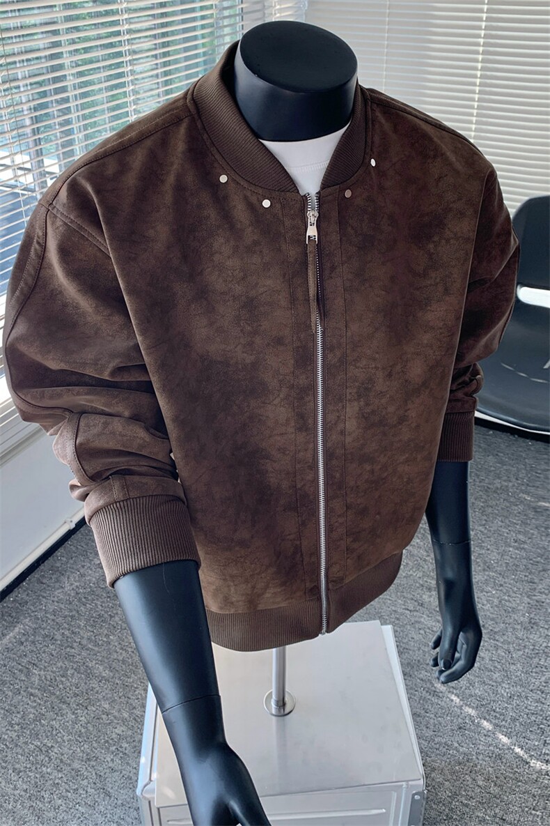 机动皮衣扎染防水棒球领皮夹克男士休闲外套A406JK2569P85,男装夹克,星座309（原A406）