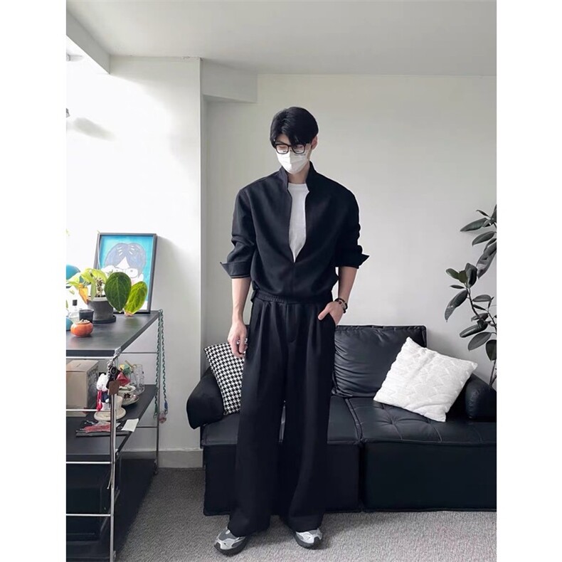 现货假两件层次感重磅立领卫衣套装上衣W202-P60卫裤KK303-P50,男装休闲套装,星座1213
