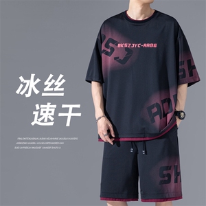 2025 夏季新款 无影墙大码假两件冰丝套装M-5X HQ25443-P65图片
