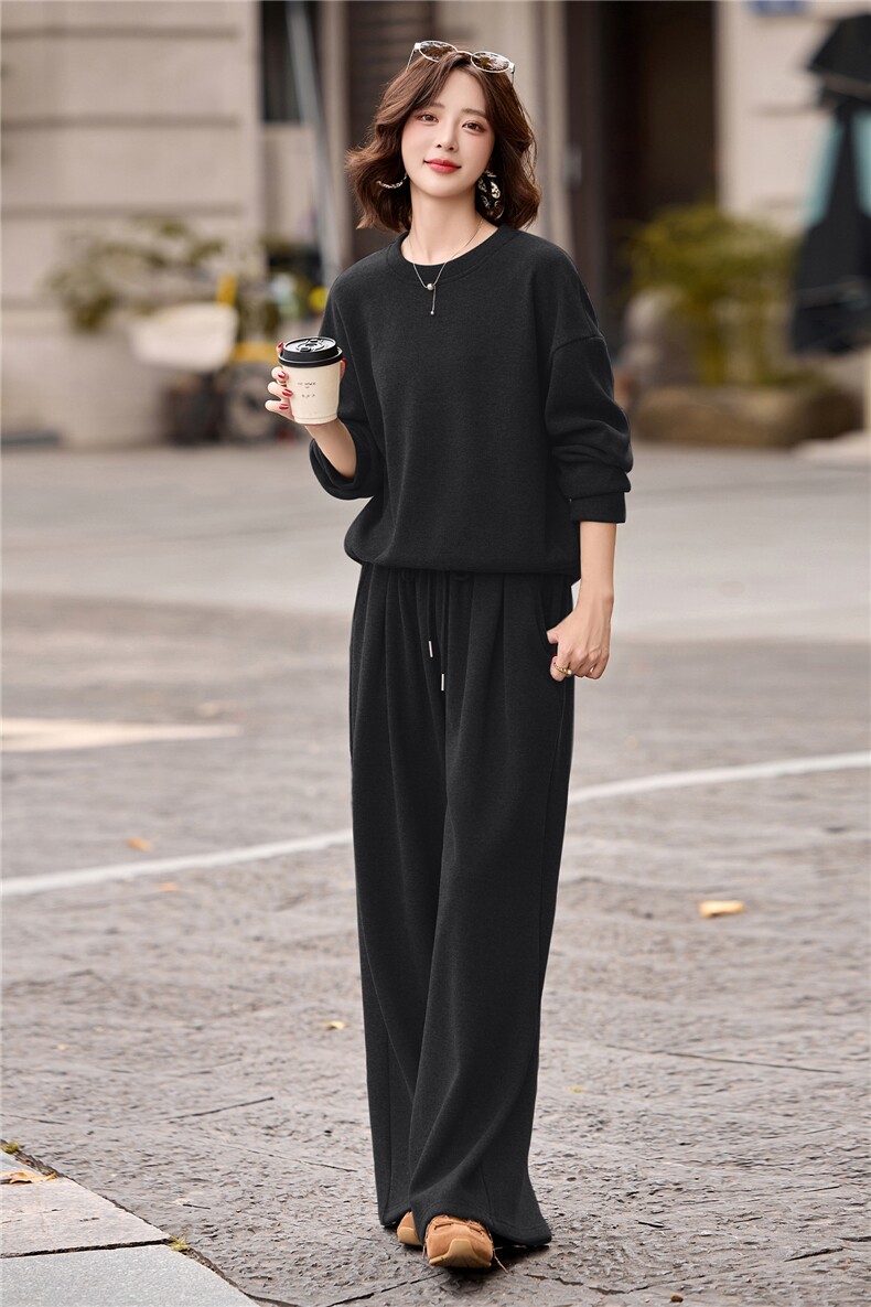韩系休闲通勤时尚套装女2026春秋季小个子洋气阔腿裤两件套,女装套装/套裙,关键词
